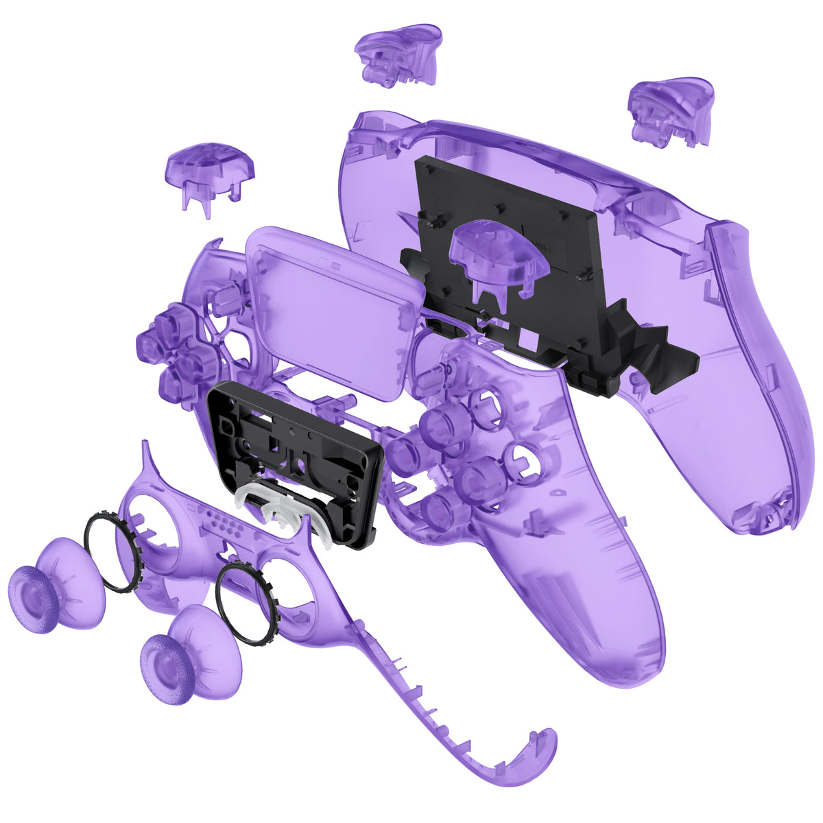 eXtremeRate Replacement Full Shell & Button Set for PS5 Controller BDM-030/040/050 (Clear Black)