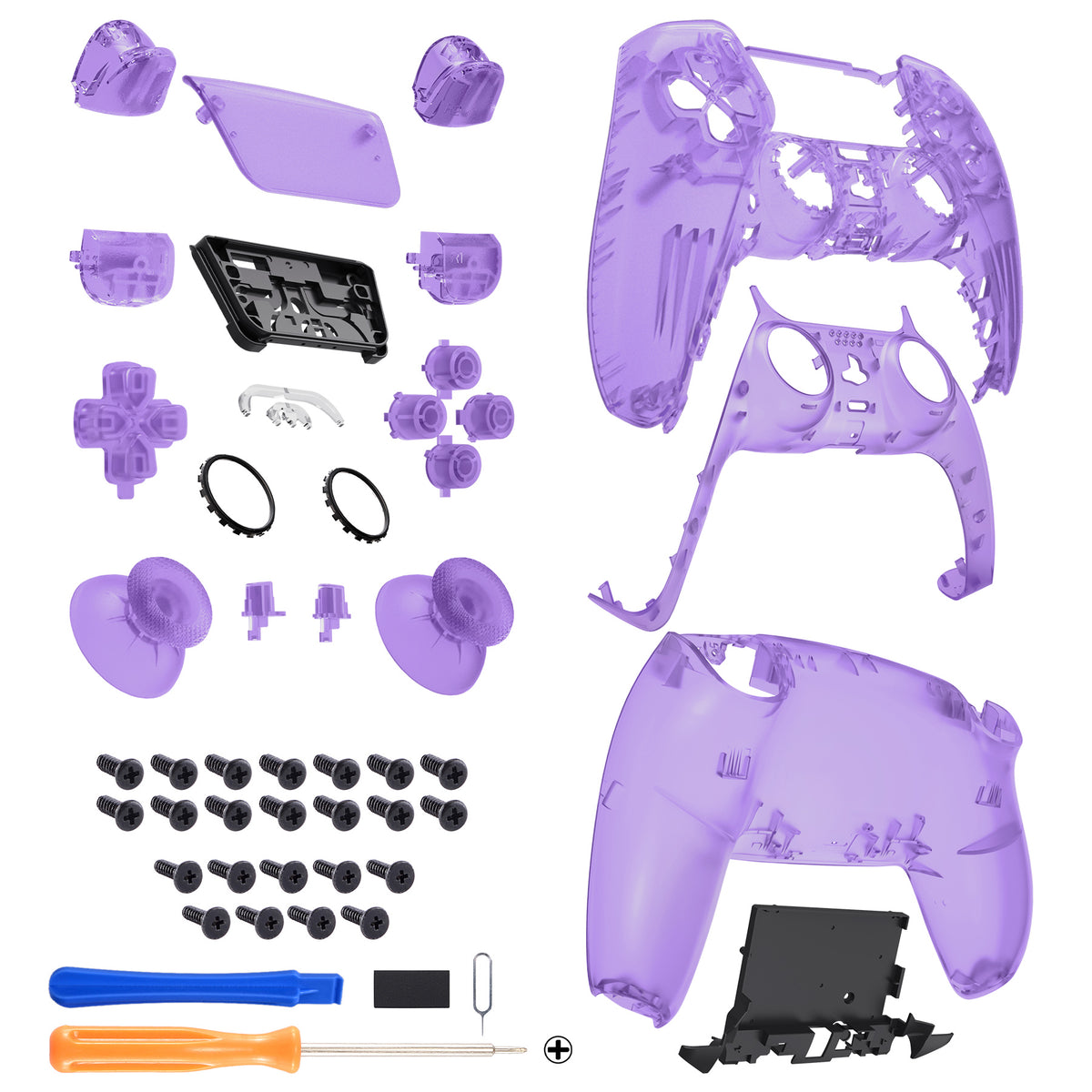 eXtremeRate Replacement Full Shell & Button Set for PS5 Controller BDM-030/040/050 (Clear Black)