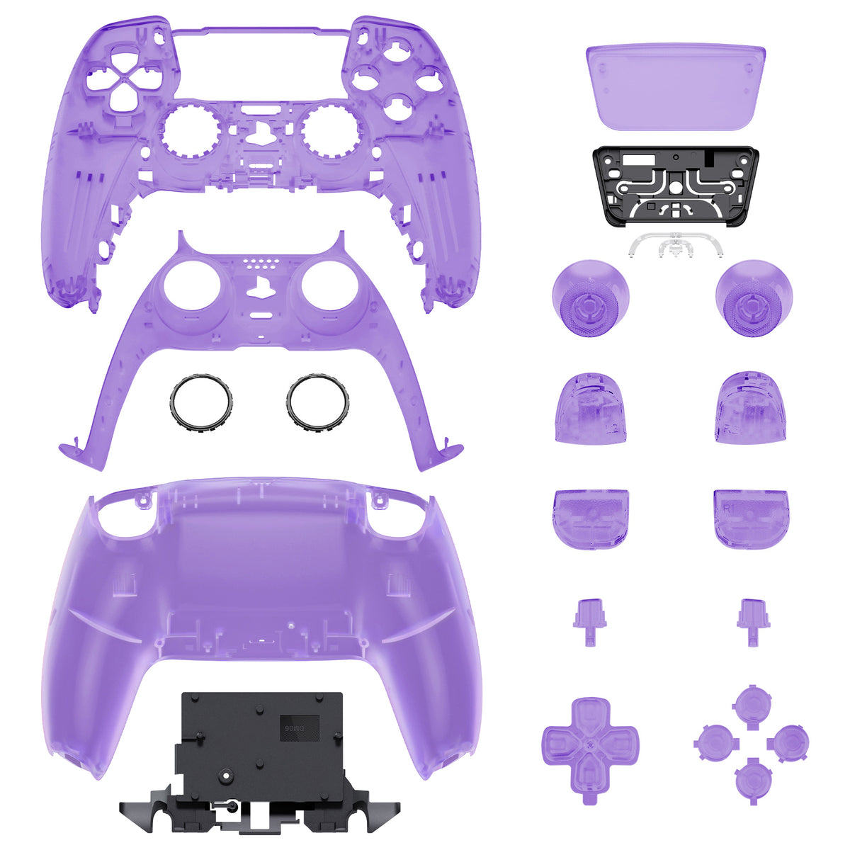 eXtremeRate Replacement Full Shell & Button Set for PS5 Controller BDM-030/040/050 (Clear Black)