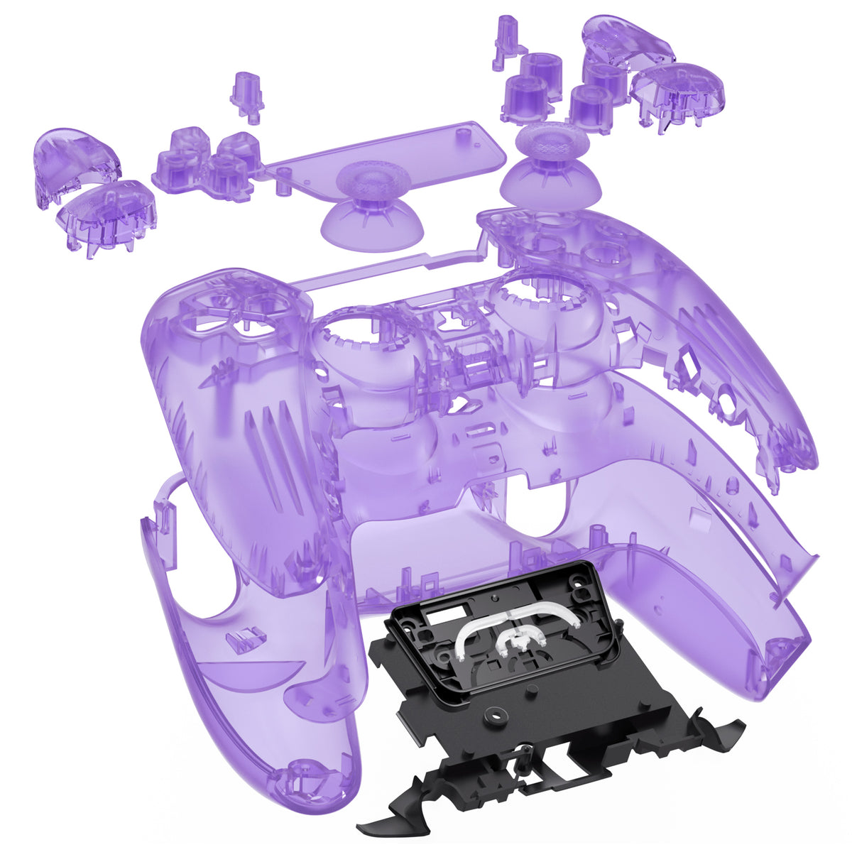 eXtremeRate Replacement Full Shell & Button Set for PS5 Controller BDM-030/040/050 (Clear Black)