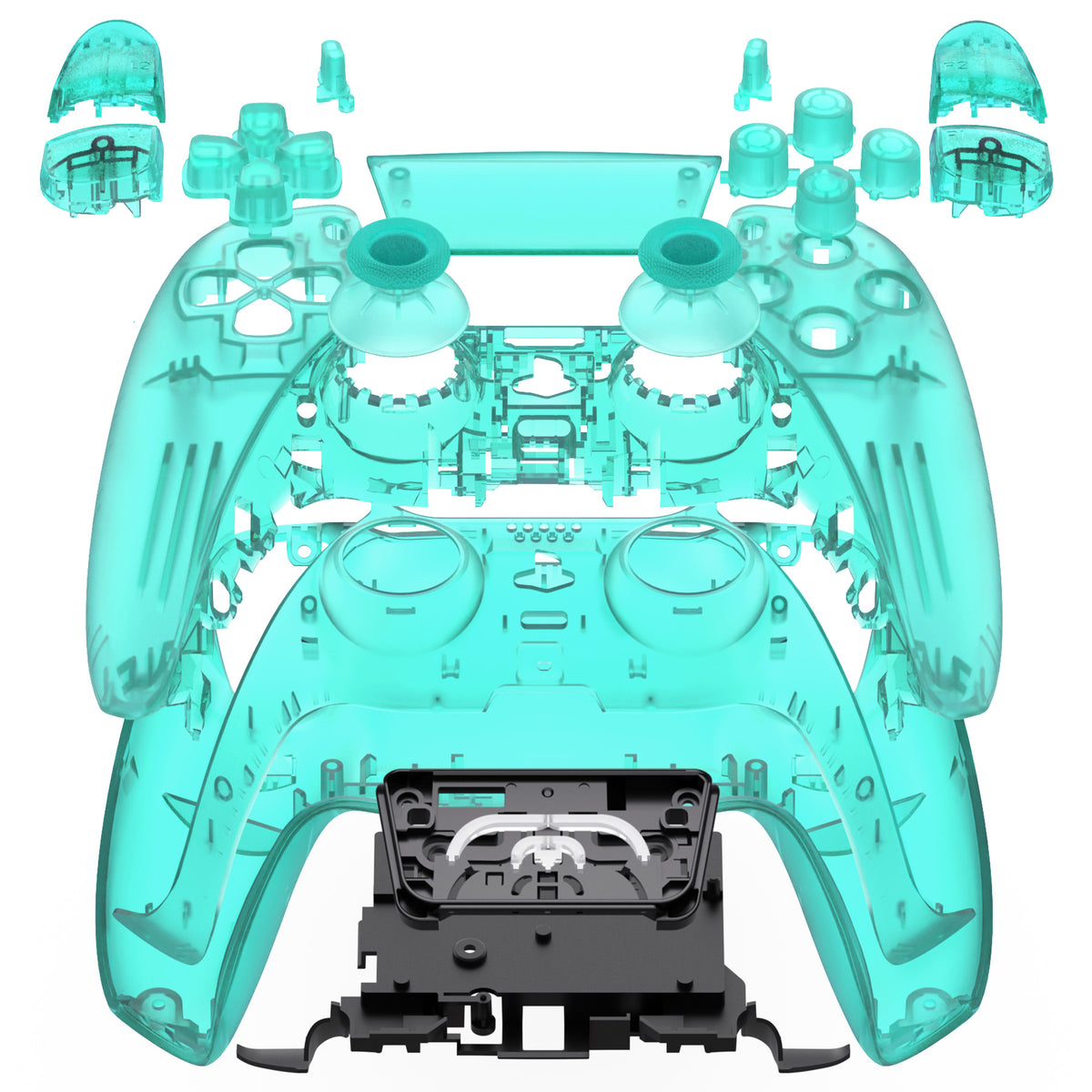 eXtremeRate Replacement Full Shell & Button Set for PS5 Controller BDM-030/040/050 (Clear Black)