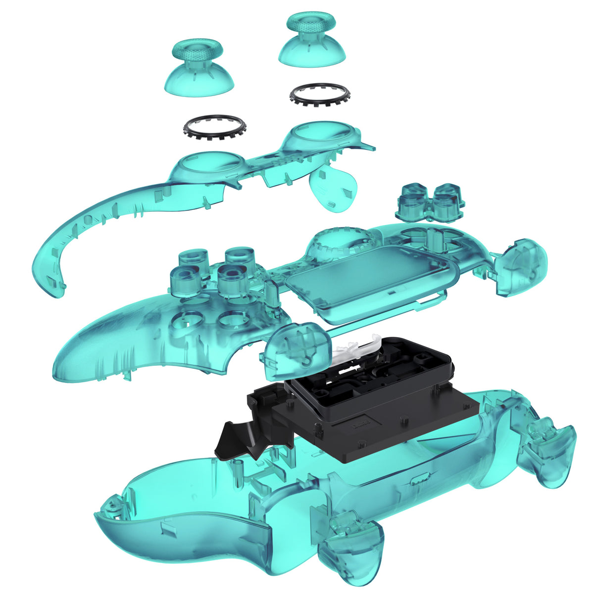 eXtremeRate Replacement Full Shell & Button Set for PS5 Controller BDM-030/040/050 (Clear Black)