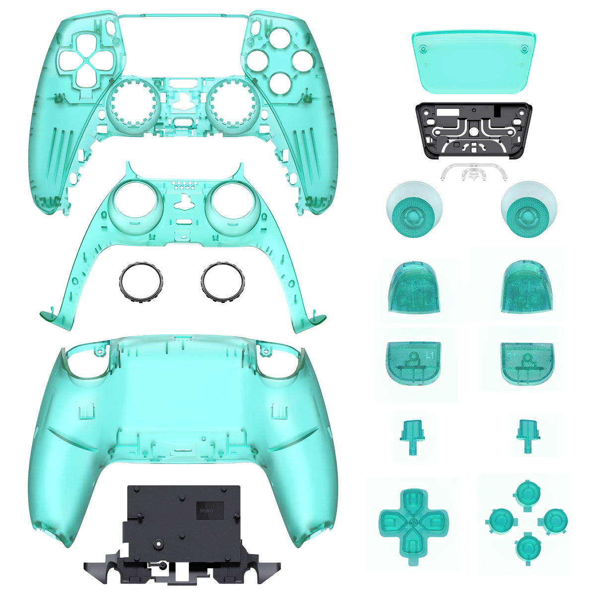 eXtremeRate Replacement Full Shell & Button Set for PS5 Controller BDM-030/040/050 (Clear Black)