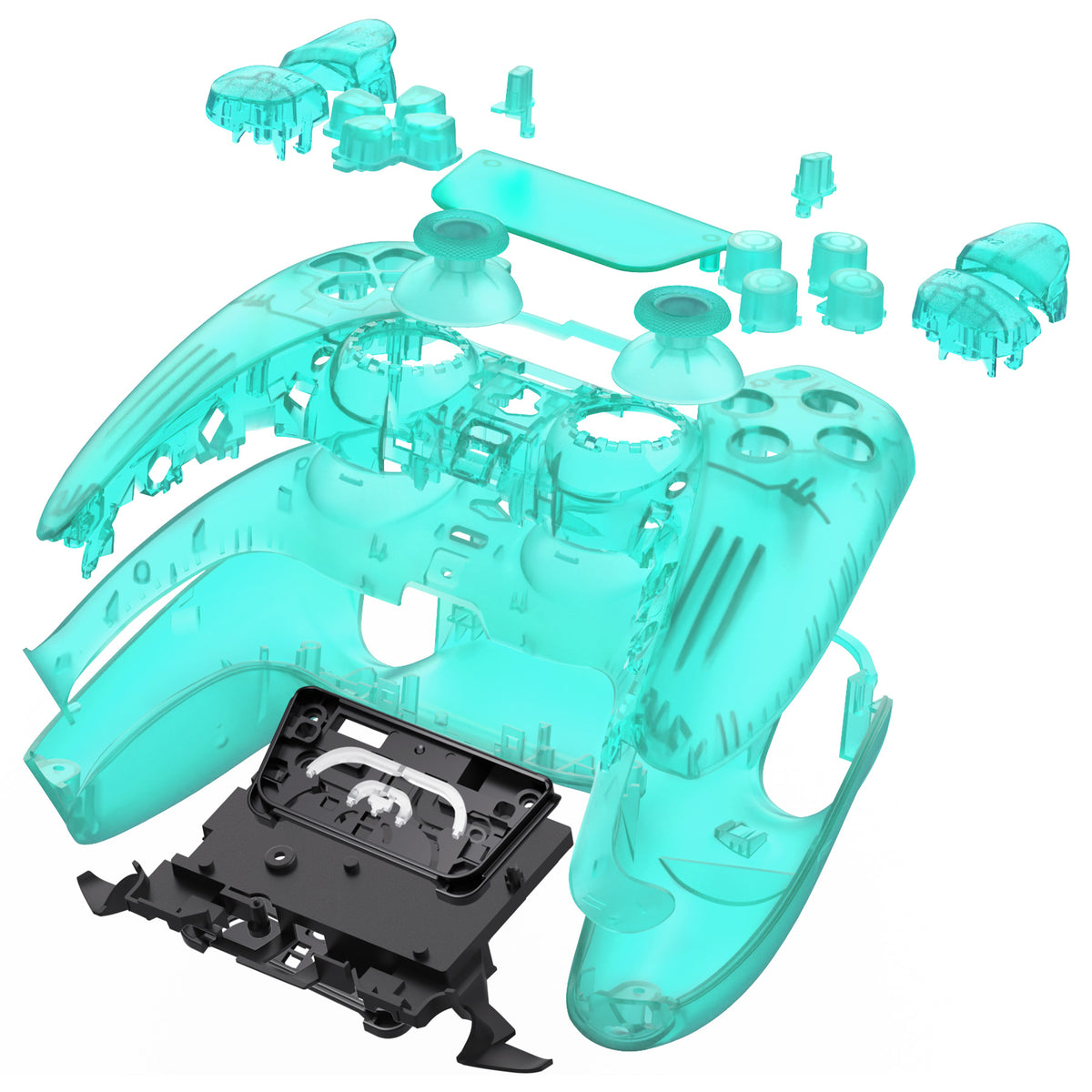 eXtremeRate Replacement Full Shell & Button Set for PS5 Controller BDM-030/040/050 (Clear Black)