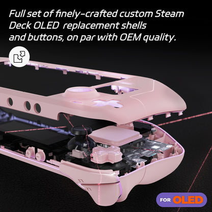 eXtremeRate Steam Deck OLEDハンドヘルドコンソール用交換フルセットシェル＆ボタン【チェリーブロッサムピンク】