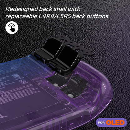 eXtremeRate Steam Deck OLEDハンドヘルドコンソール用交換フルセットシェル＆ボタン【クリアなグラデーションのブルー＆パープル】