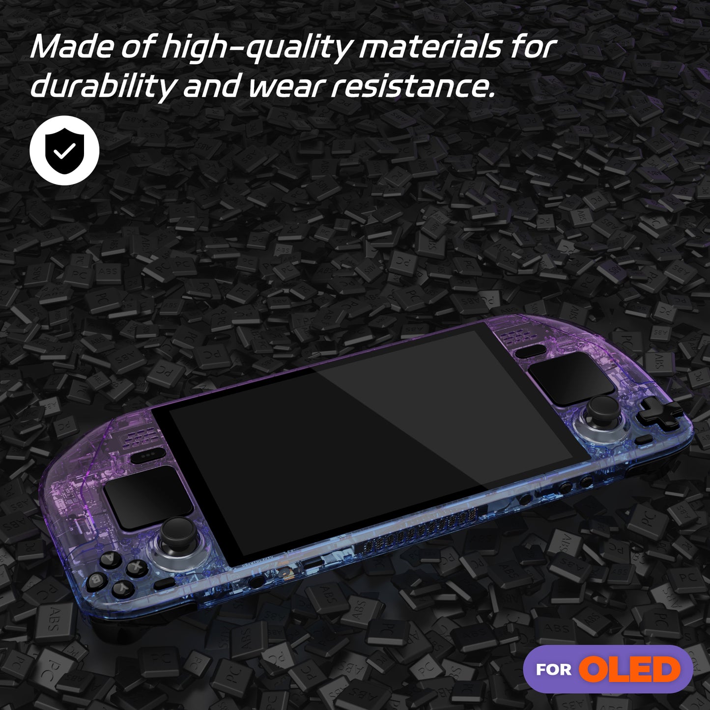 eXtremeRate Steam Deck OLEDハンドヘルドコンソール用交換フルセットシェル＆ボタン【クリアなグラデーションのブルー＆パープル】