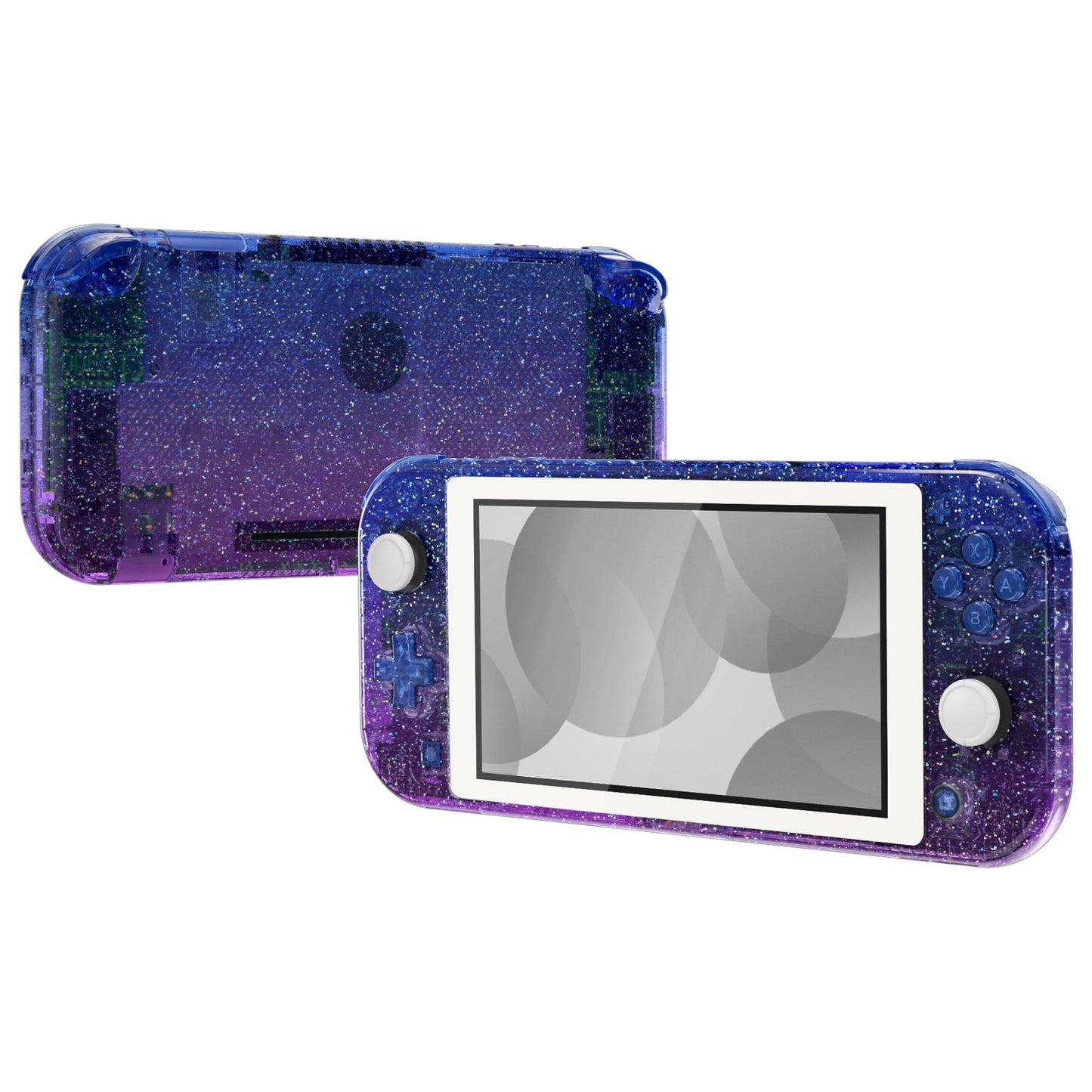 eXtremeRate Replacement Housing Shell for with Screen Protector for Nintendo Switch Lite - Glitter Gradient Translucent Bluebell eXtremeRate