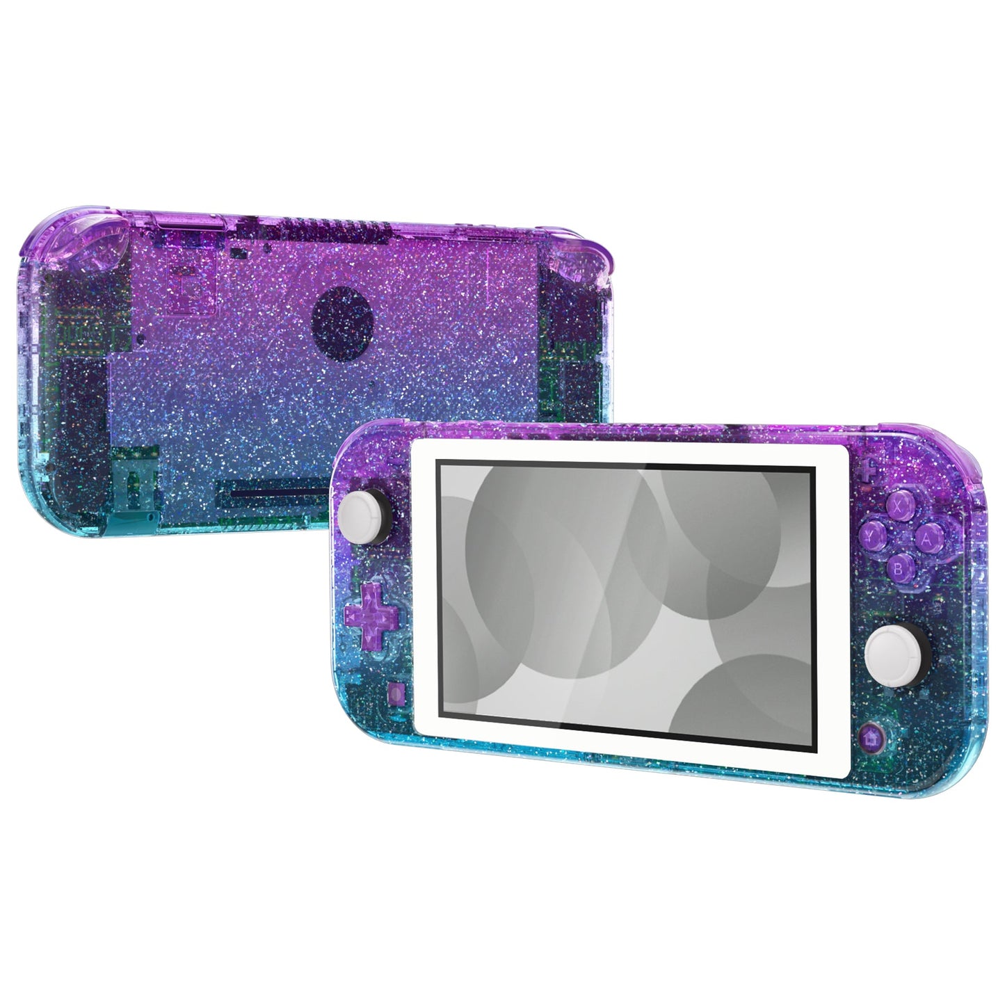 eXtremeRate Replacement Housing Shell for with Screen Protector for Nintendo Switch Lite - Glitter Gradient Translucent Bluebell & Blue eXtremeRate