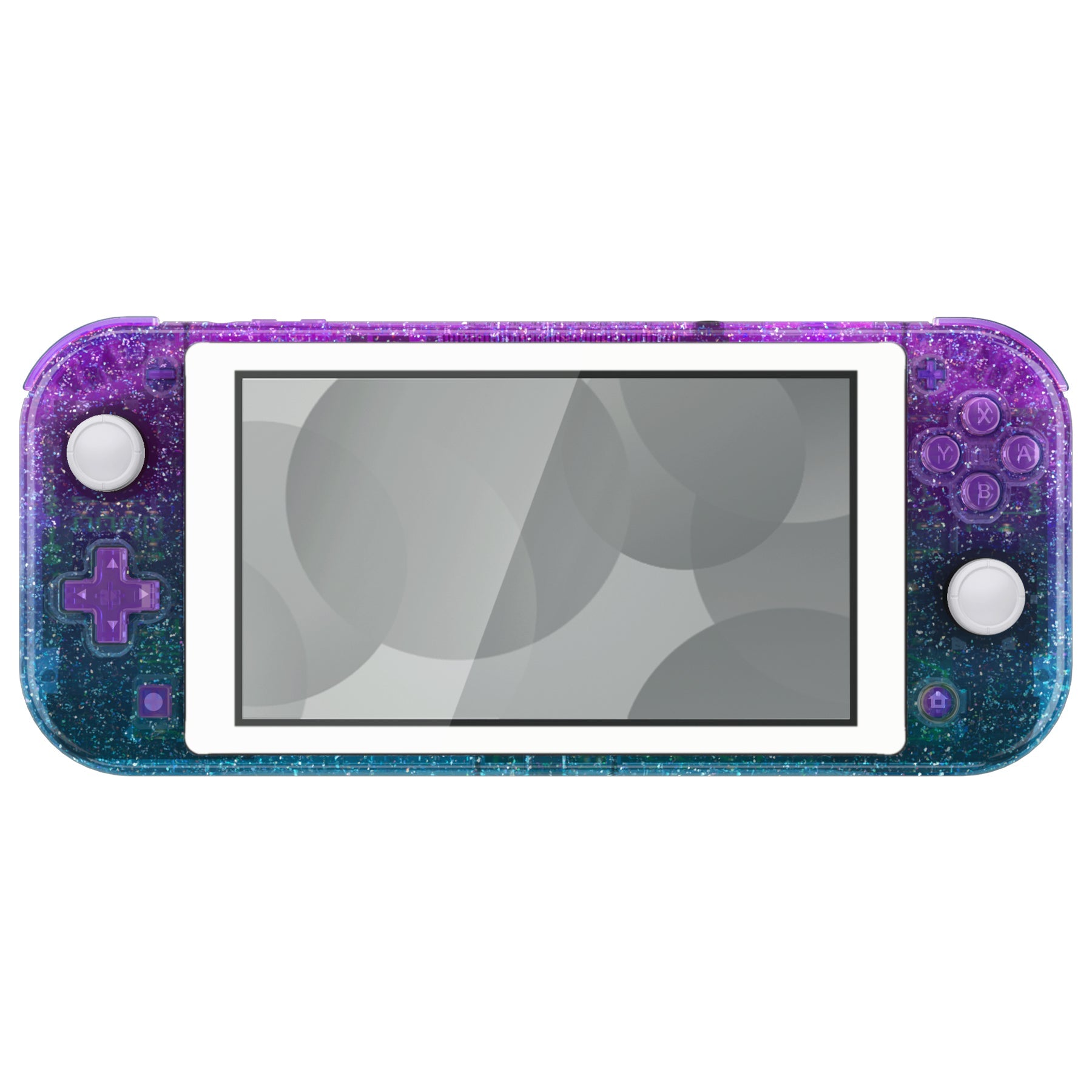 eXtremeRate Replacement Housing Shell for with Screen Protector for Nintendo Switch Lite - Glitter Gradient Translucent Bluebell & Blue eXtremeRate