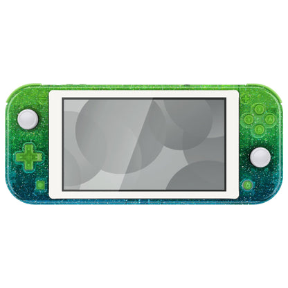 eXtremeRate Replacement Housing Shell for with Screen Protector for Nintendo Switch Lite - Glitter Gradient Translucent Green Blue eXtremeRate