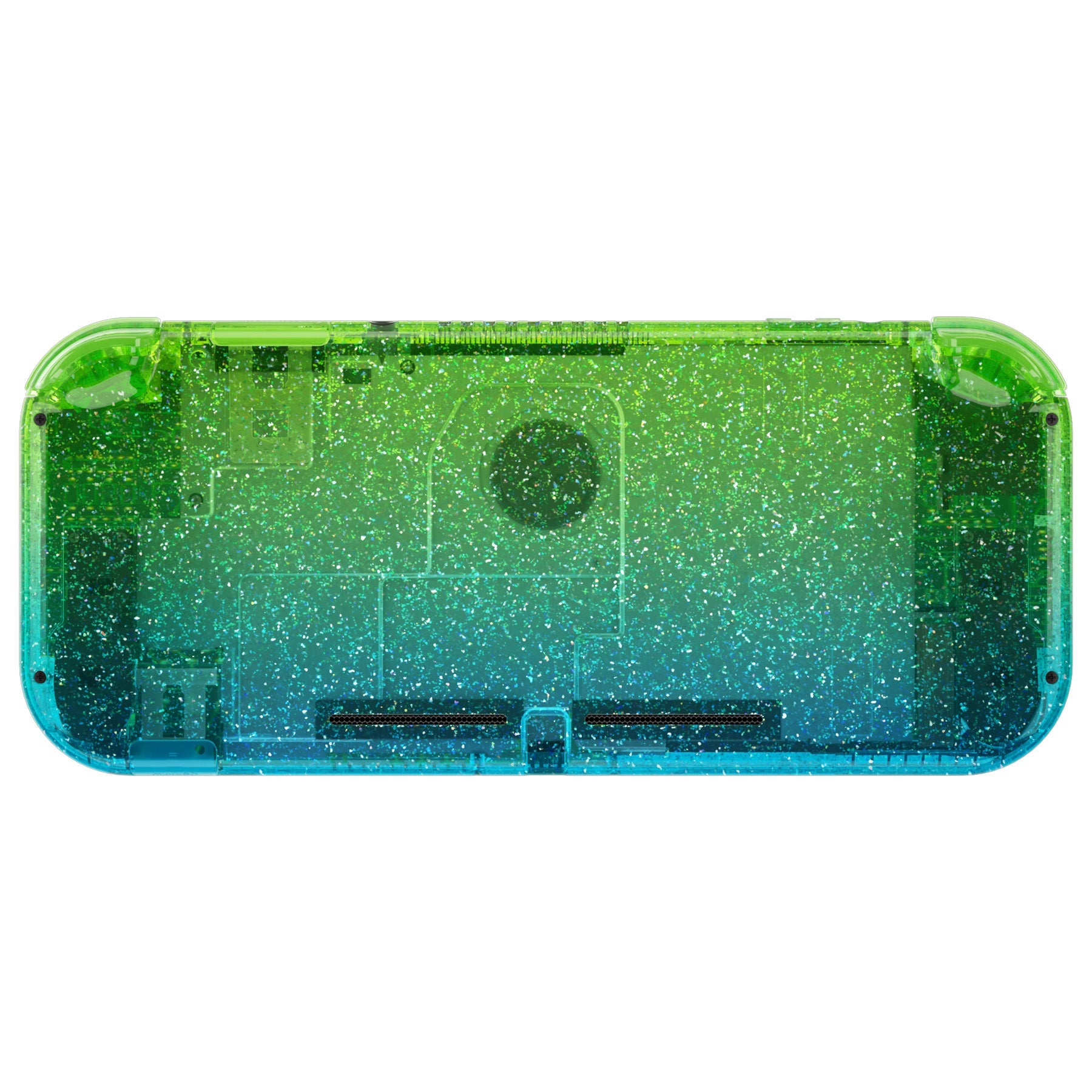 eXtremeRate Replacement Housing Shell for with Screen Protector for Nintendo Switch Lite - Glitter Gradient Translucent Green Blue eXtremeRate