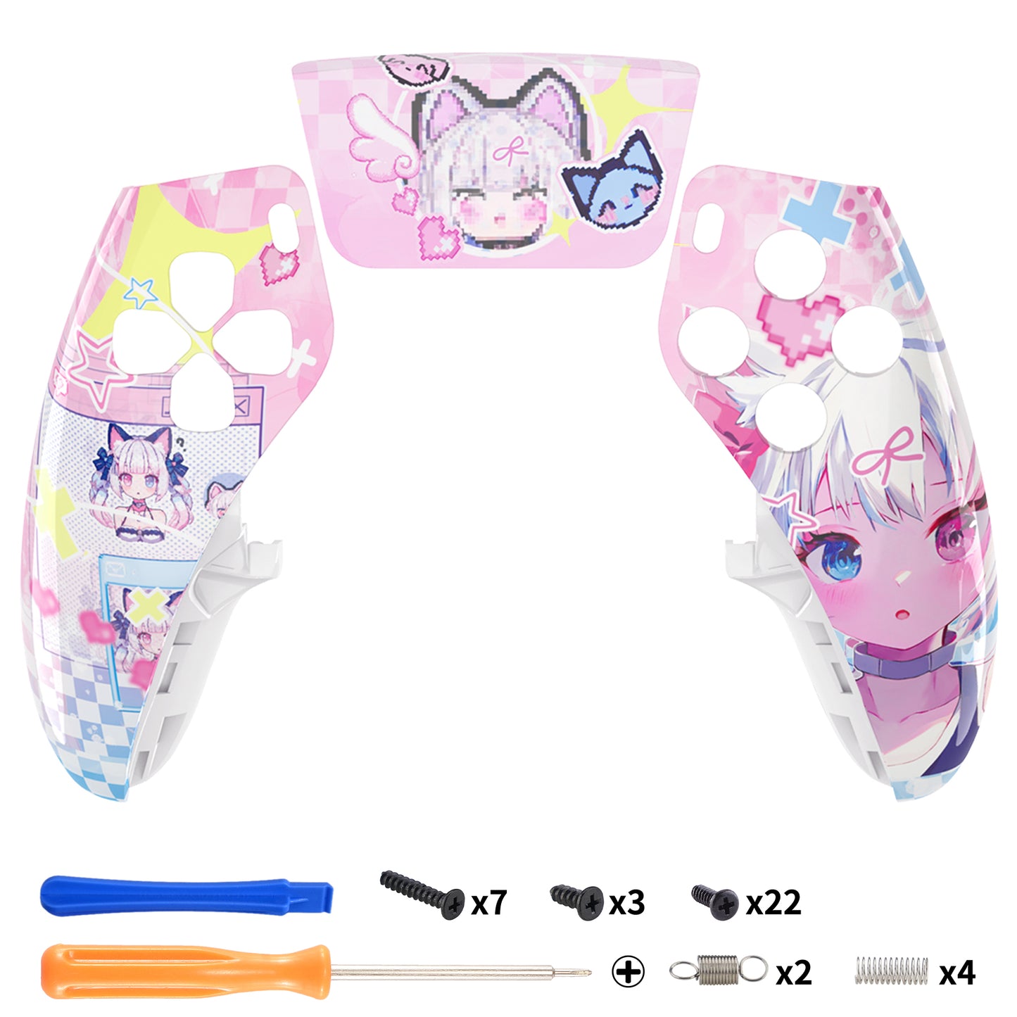 eXtremeRate PS5 edgeコントローラー対応交換対応用左右フロントハウジングシェル＆タッチパッド【ミウ】