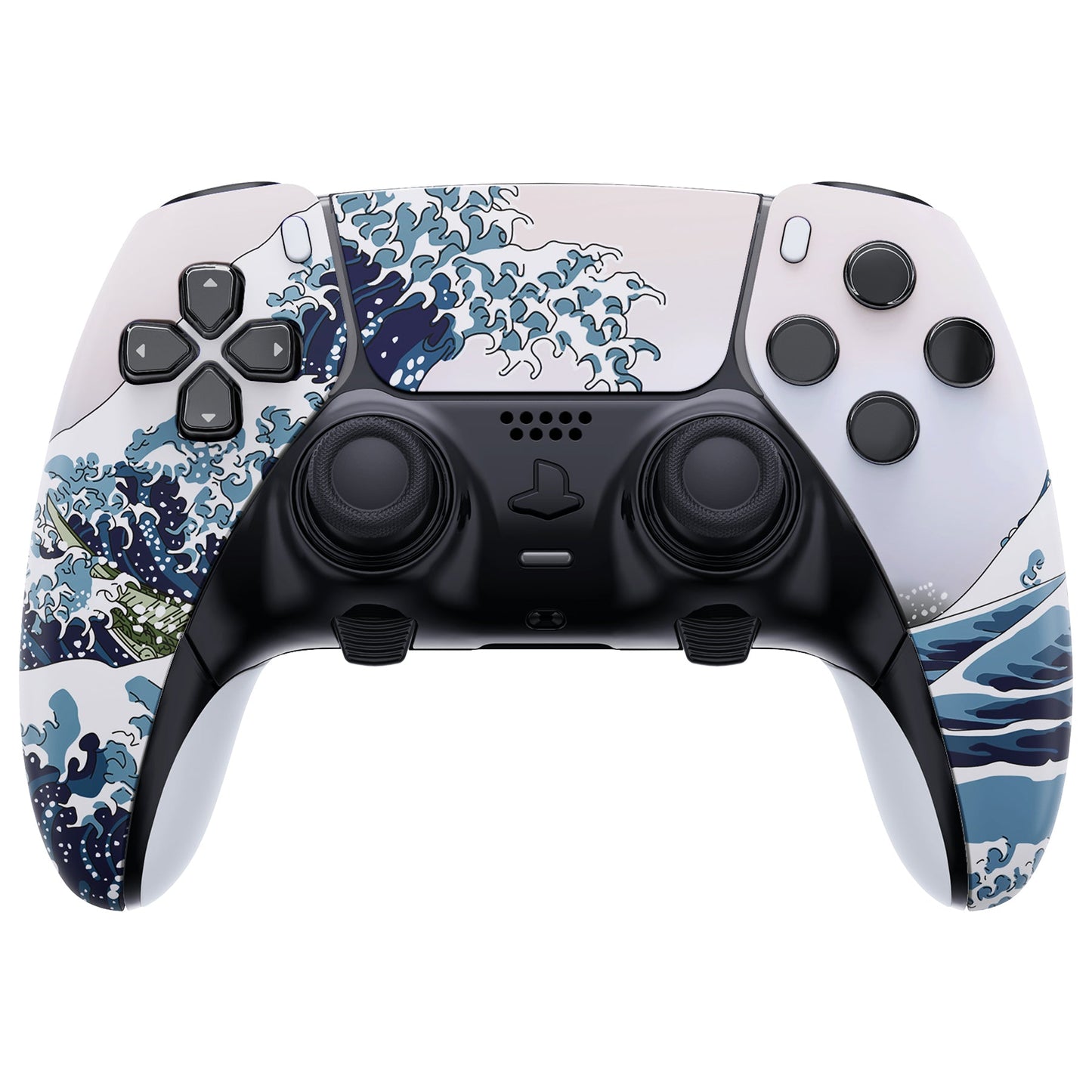 eXtremeRate Replacement Left Right Front Housing Shell with Touchpad Compatible with PS5 Edge Controller - The Great Wave eXtremeRate