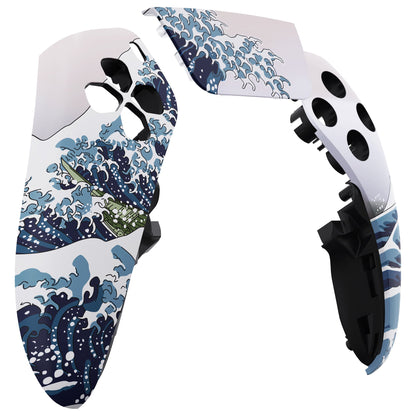 eXtremeRate Replacement Left Right Front Housing Shell with Touchpad Compatible with PS5 Edge Controller - The Great Wave eXtremeRate