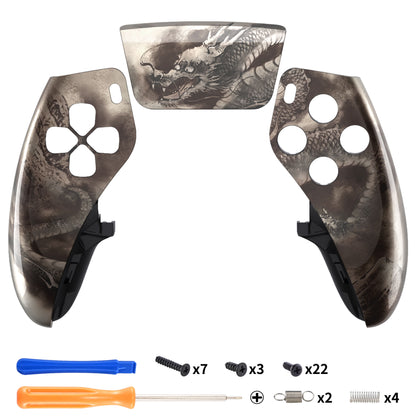 eXtremeRate PS5 edgeコントローラー対応交換対応用左右フロントハウジングシェル＆タッチパッド【墨龍】