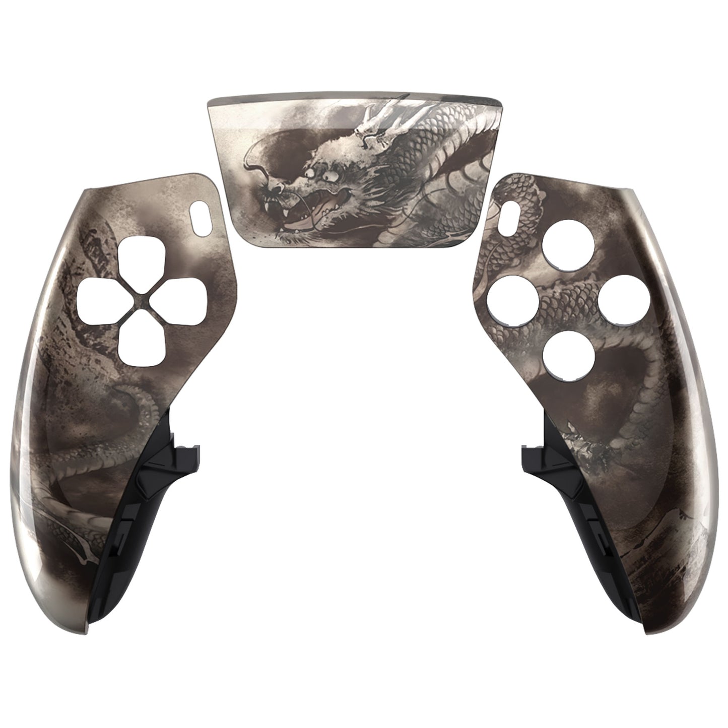 eXtremeRate PS5 edgeコントローラー対応交換対応用左右フロントハウジングシェル＆タッチパッド【墨龍】