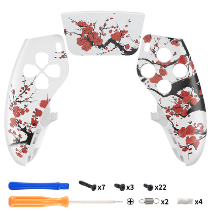eXtremeRate PS5 edgeコントローラー対応交換対応用左右フロントハウジングシェル＆タッチパッド【冬の梅】