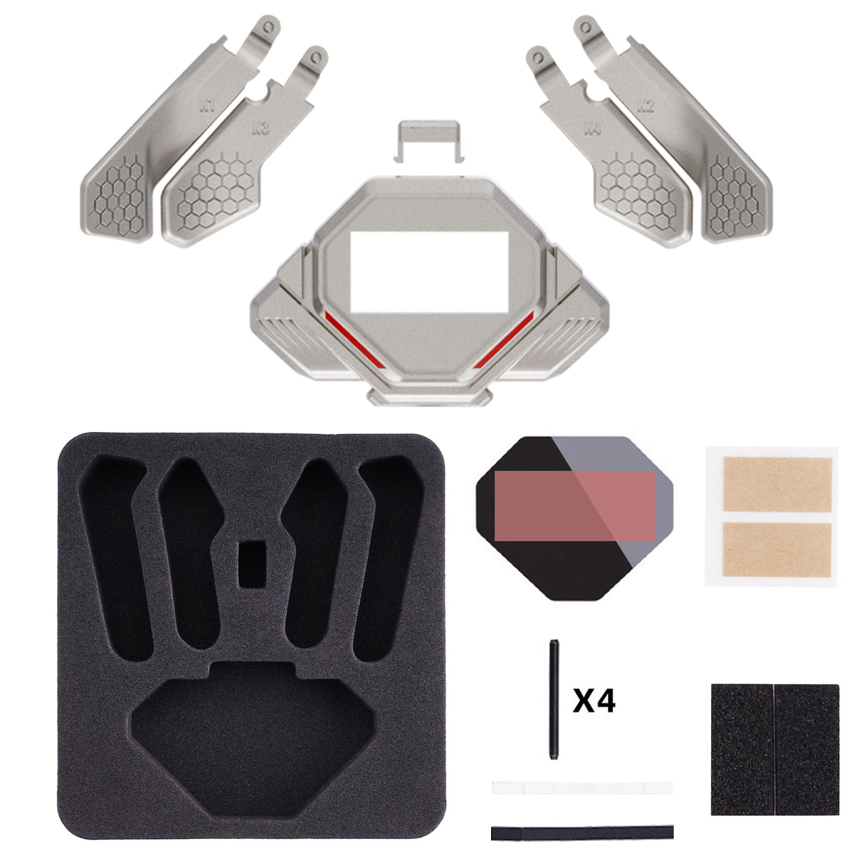 eXtremeRate PS5コントローラー対応用リアルメタルボタン (RMB) バージョンSPARKバックパドルキット用リニューアル版K1 K2 K3 K4バックパドル【メタリックシルバー】