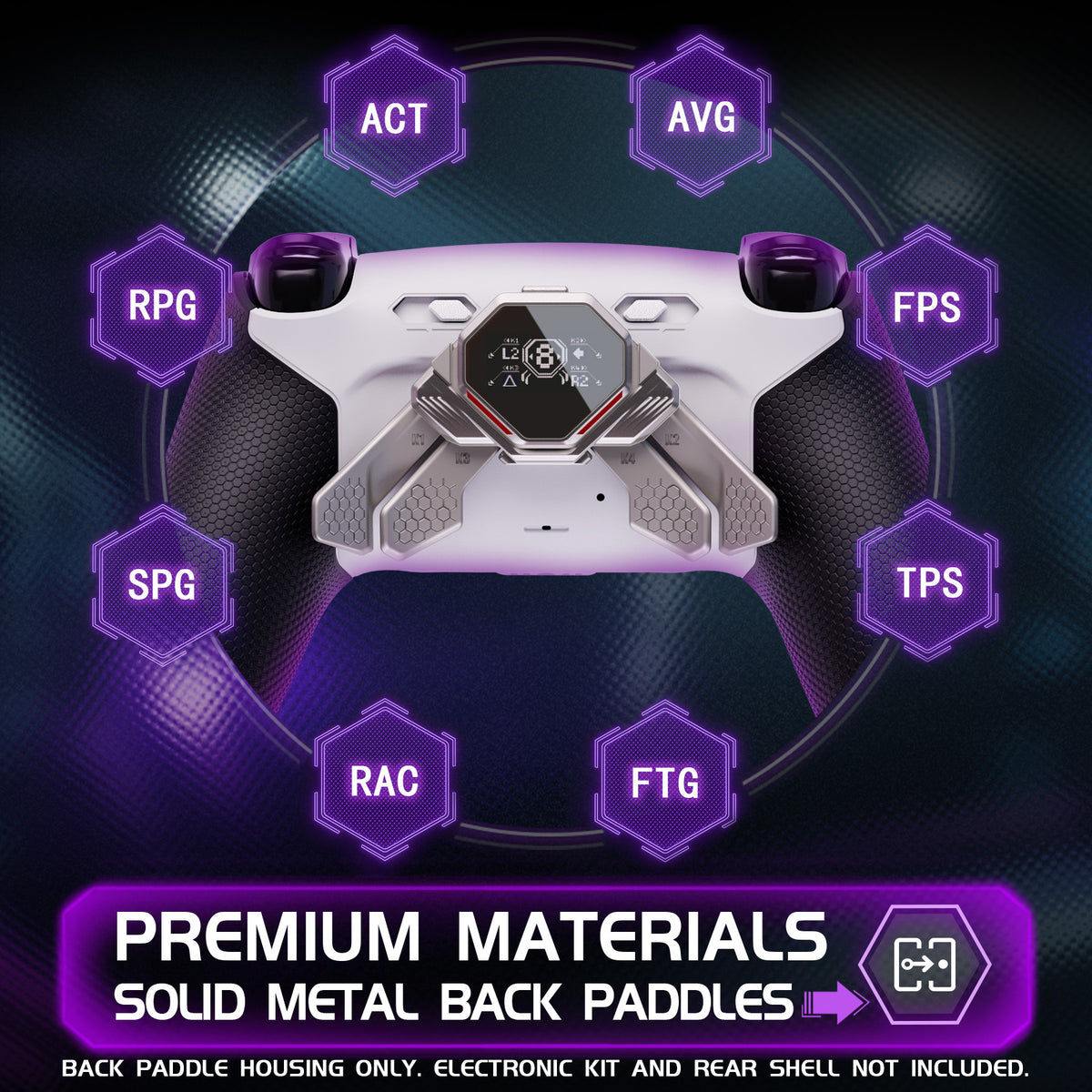 eXtremeRate PS5コントローラー対応用リアルメタルボタン (RMB) バージョンSPARKバックパドルキット用リニューアル版K1 K2 K3 K4バックパドル【メタリックシルバー】