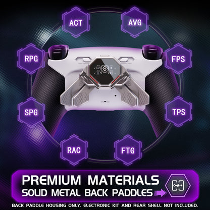 eXtremeRate PS5コントローラー対応用リアルメタルボタン (RMB) バージョンSPARKバックパドルキット用リニューアル版K1 K2 K3 K4バックパドル【メタリックシルバー】