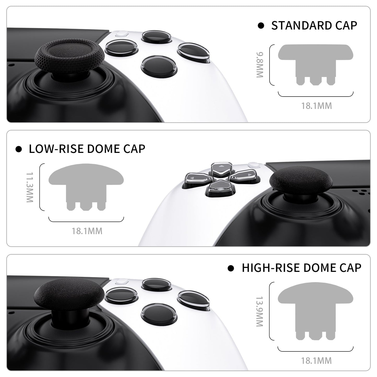 eXtremeRate Replacement Swappable Thumbsticks for PS5 Edge Controller - Black eXtremeRate