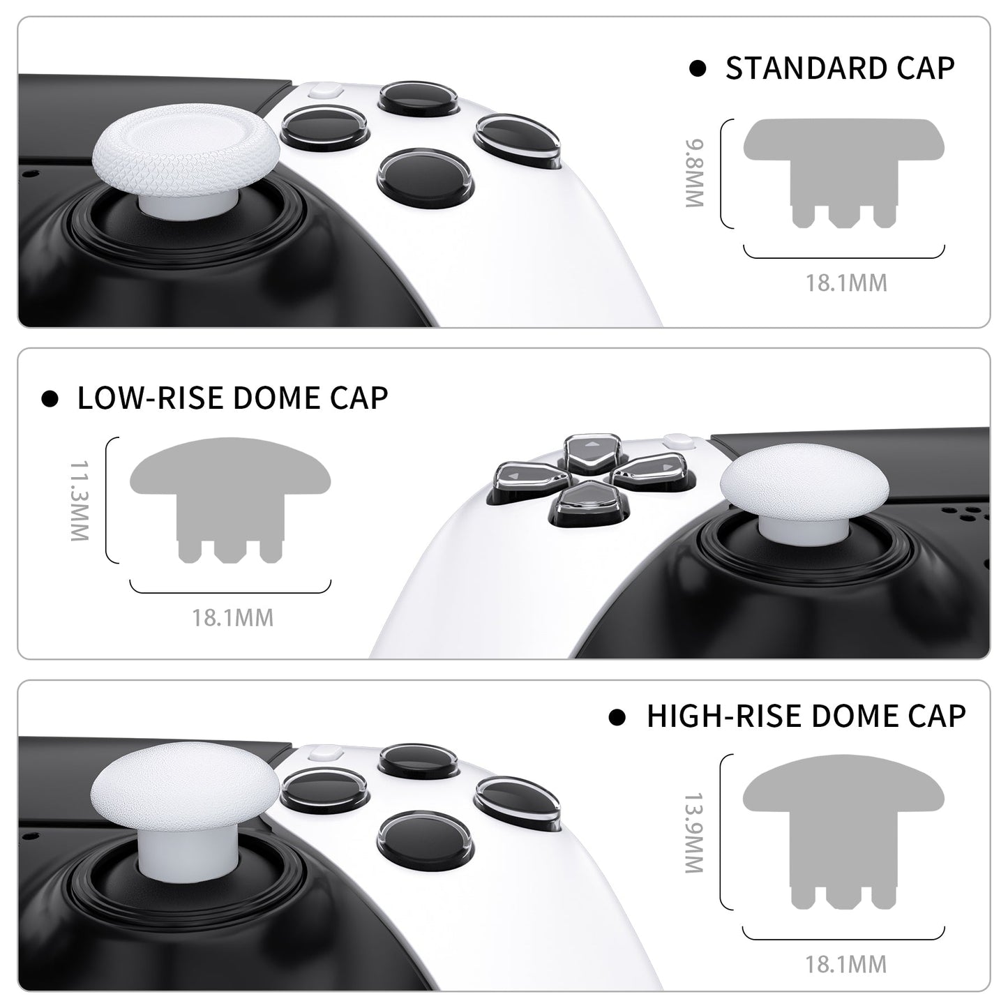 eXtremeRate Replacement Swappable Thumbsticks for PS5 Edge Controller - Robot White eXtremeRate