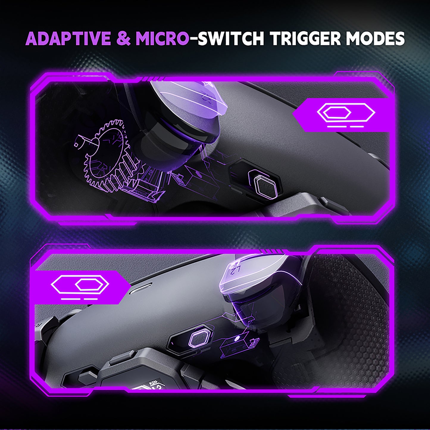 eXtremeRate PS5コントローラーBDM-010/020対応用SPARK バックパドルキット、OLEDディスプレイ&クリッキートリガーストップ＆エルゴノミックグリップ【ブラック】