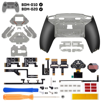 eXtremeRate PS5コントローラーBDM-010/020対応用SPARK バックパドルキット、OLEDディスプレイ&クリッキートリガーストップ＆エルゴノミックグリップ【クリアブラック】