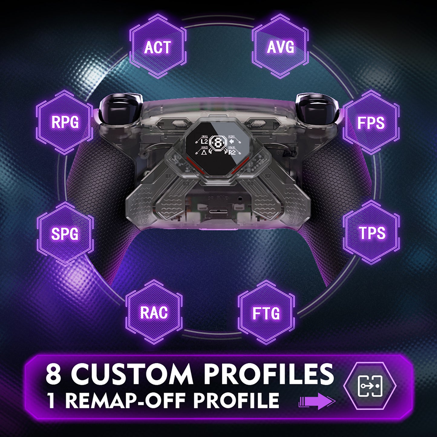 eXtremeRate PS5コントローラーBDM-010/020対応用SPARK バックパドルキット、OLEDディスプレイ&クリッキートリガーストップ＆エルゴノミックグリップ【クリアブラック】