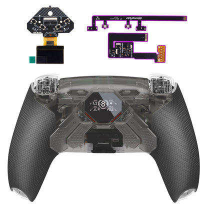 eXtremeRate PS5コントローラーBDM-030/040/050/060対応用SPARK バックパドルキット、OLEDディスプレイ&クリッキートリガーストップ＆エルゴノミックグリップ【クリアブラック】