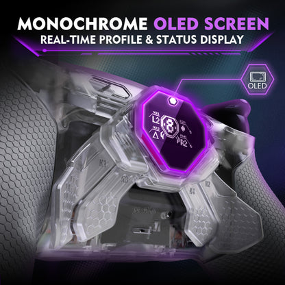 eXtremeRate PS5コントローラーBDM-030/040/050/060対応用SPARK バックパドルキット、OLEDディスプレイ&クリッキートリガーストップ＆エルゴノミックグリップ【クリア&グレー】