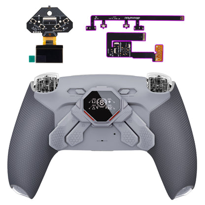 eXtremeRate SPARK Back Paddle Kit for PS5 Controllers BDM-030/040/050/060, with OLED Display, Clicky Trigger Stops, and Ergonomic Grips (White & Black)