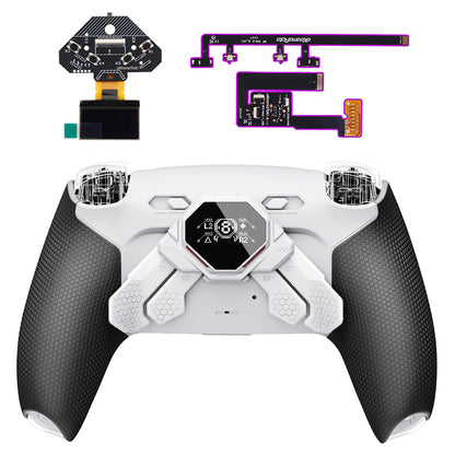 eXtremeRate SPARK Back Paddle Kit for PS5 Controllers BDM-030/040/050/060, with OLED Display, Clicky Trigger Stops, and Ergonomic Grips (White & Black)