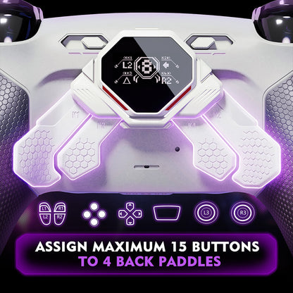 eXtremeRate SPARK Back Paddle Kit for PS5 Controllers BDM-030/040/050/060, with OLED Display, Clicky Trigger Stops, and Ergonomic Grips (White & Black)