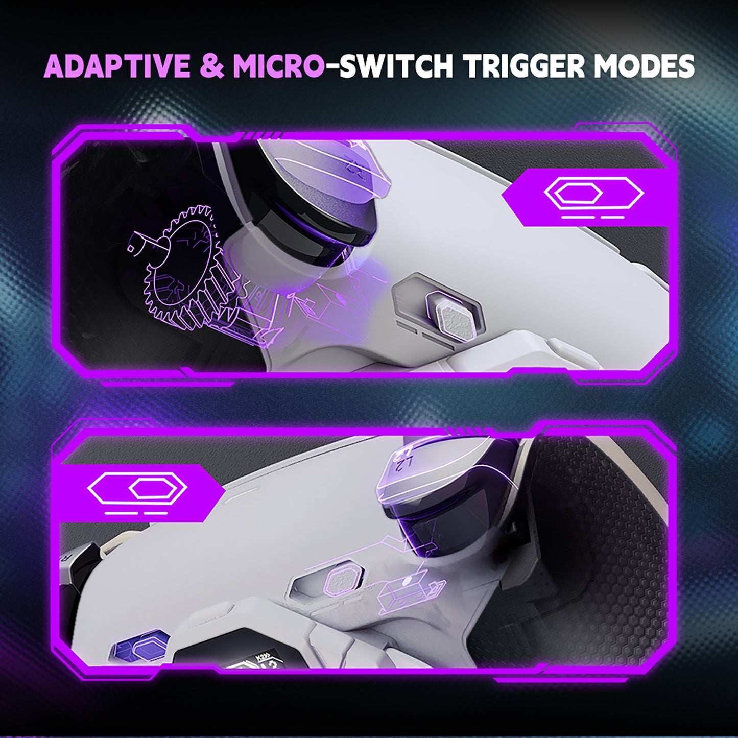 eXtremeRate SPARK Back Paddle Kit for PS5 Controllers BDM-030/040/050/060, with OLED Display, Clicky Trigger Stops, and Ergonomic Grips (White & Black)