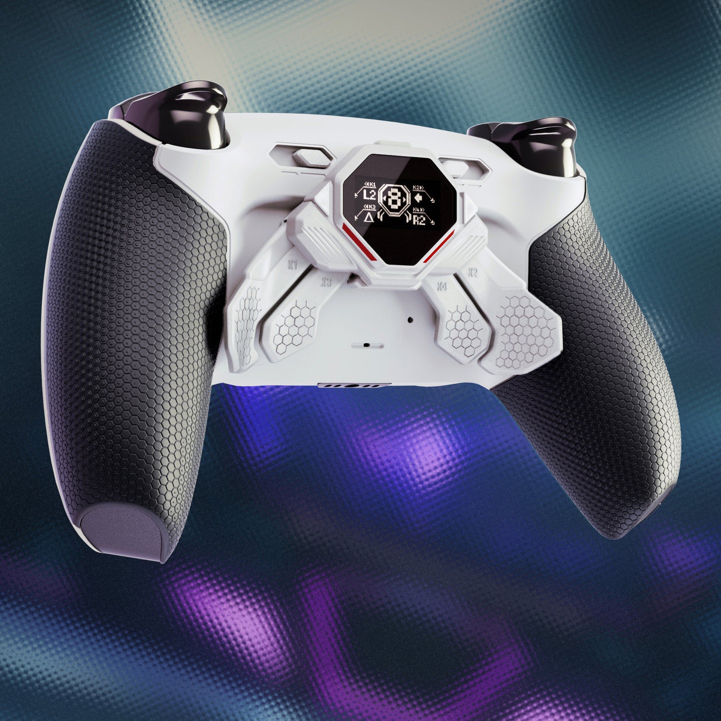 eXtremeRate SPARK Back Paddle Kit for PS5 Controllers BDM-030/040/050/060, with OLED Display, Clicky Trigger Stops, and Ergonomic Grips (White & Black)