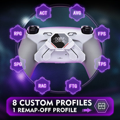eXtremeRate SPARK Back Paddle Kit for PS5 Controllers BDM-030/040/050/060, with OLED Display, Clicky Trigger Stops, and Ergonomic Grips (White & Gray)