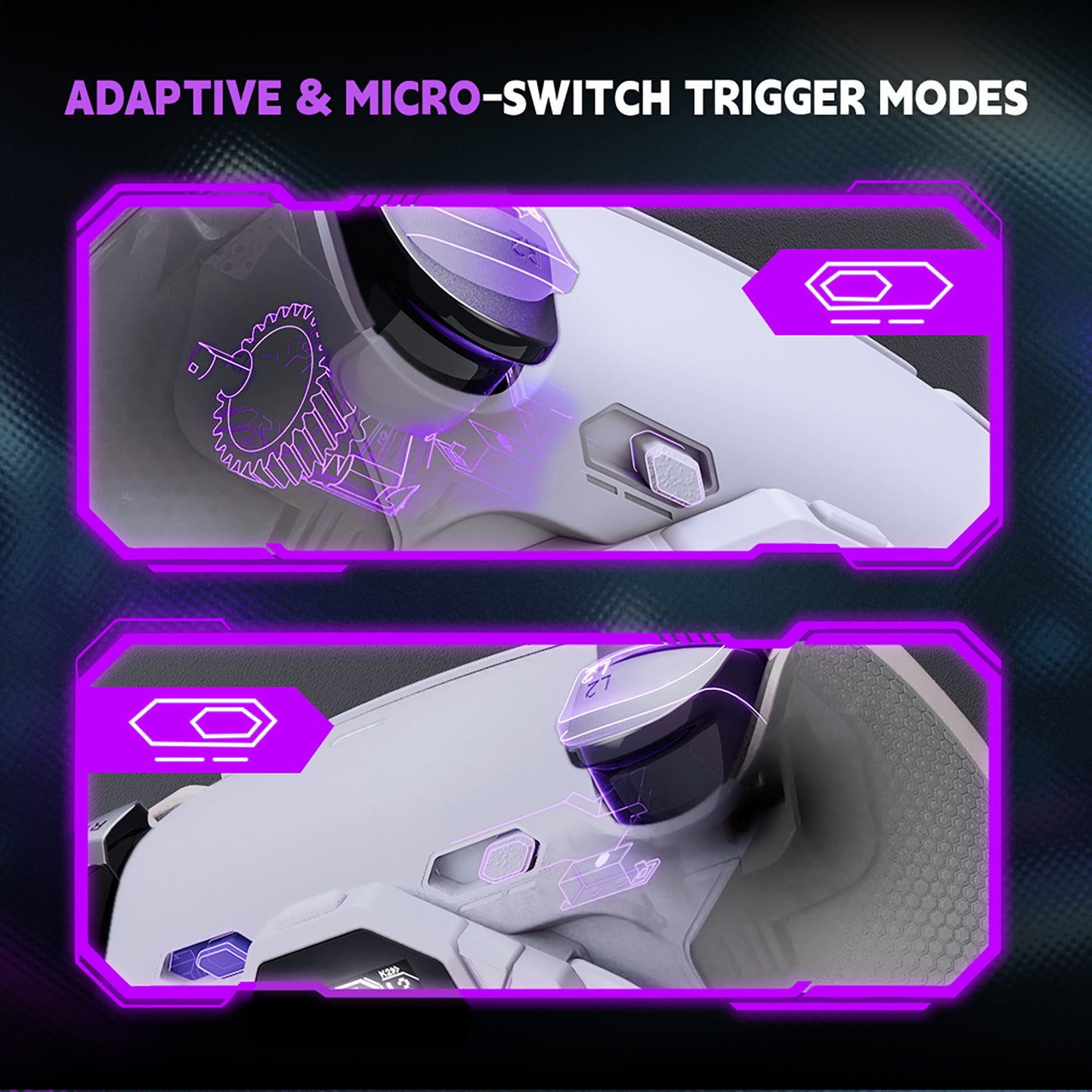 eXtremeRate SPARK Back Paddle Kit for PS5 Controllers BDM-030/040/050/060, with OLED Display, Clicky Trigger Stops, and Ergonomic Grips (White & Gray)