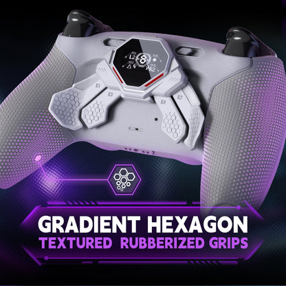 eXtremeRate SPARK Back Paddle Kit for PS5 Controllers BDM-030/040/050/060, with OLED Display, Clicky Trigger Stops, and Ergonomic Grips (White & Gray)