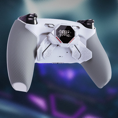 eXtremeRate SPARK Back Paddle Kit for PS5 Controllers BDM-030/040/050/060, with OLED Display, Clicky Trigger Stops, and Ergonomic Grips (White & Gray)