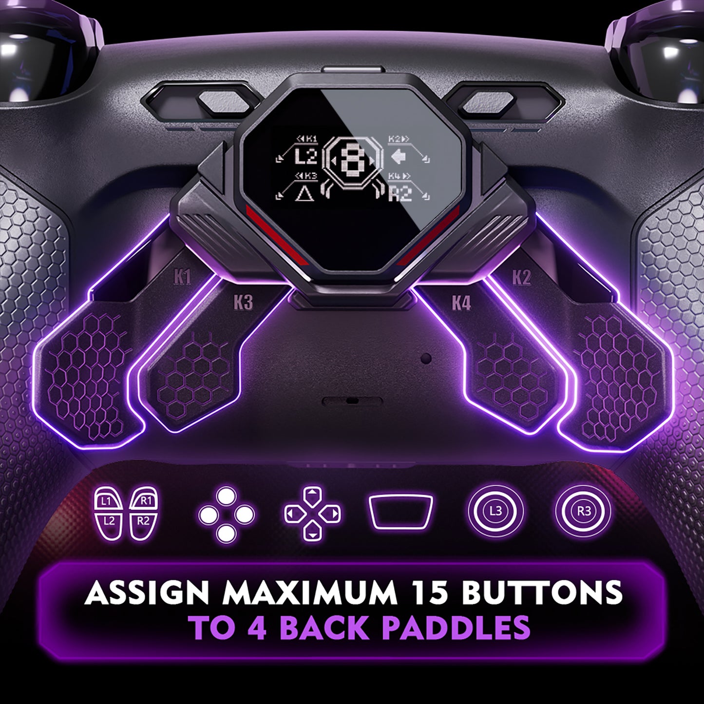 eXtremeRate PS5コントローラーBDM-030/040/050対応用SPARK バックパドルキット、OLEDディスプレイ&クリッキートリガーストップ＆エルゴノミックグリップ【ブラック】