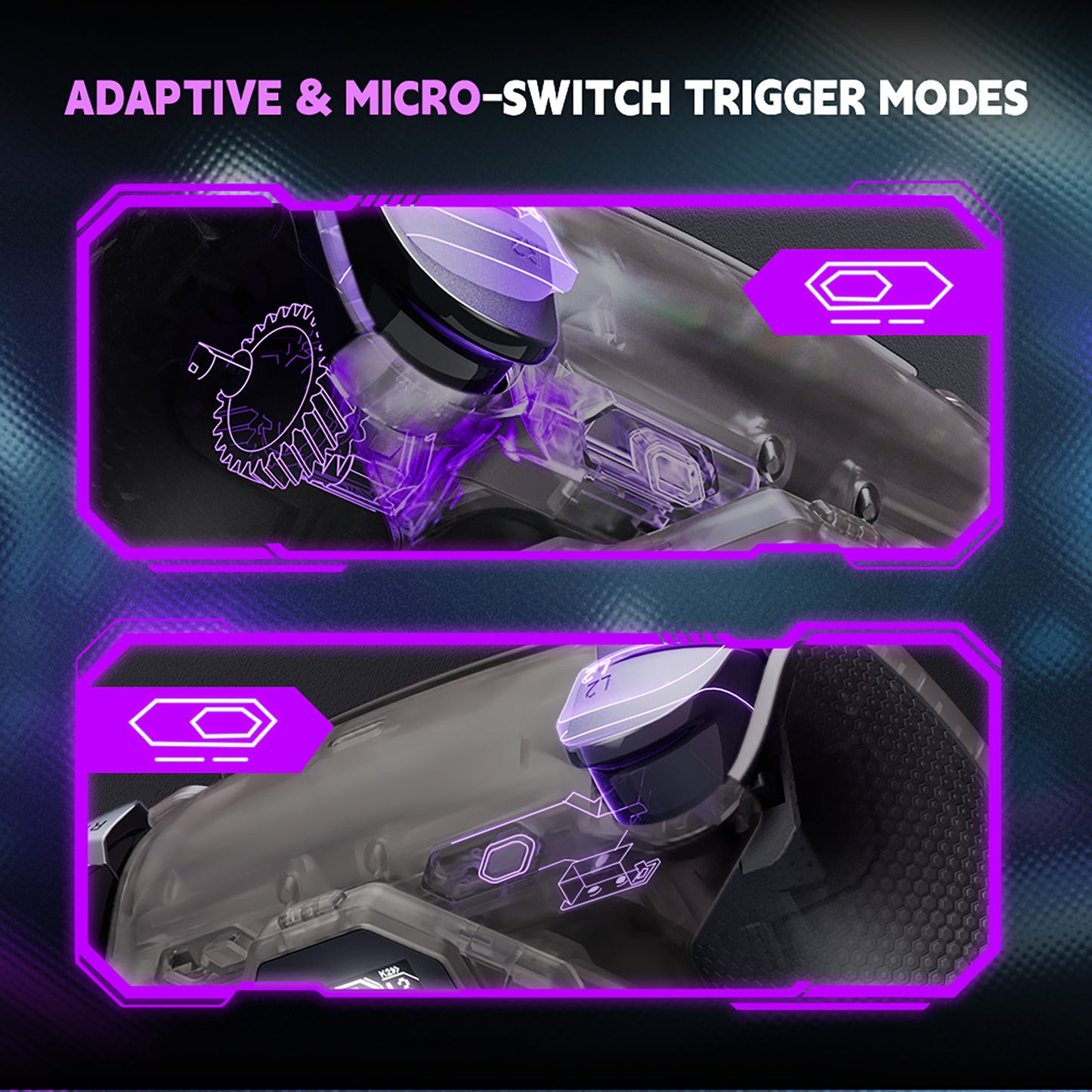 eXtremeRate PS5コントローラーBDM-030/040/050対応用SPARK バックパドルキット、OLEDディスプレイ&クリッキートリガーストップ＆エルゴノミックグリップ【クリアブラック】