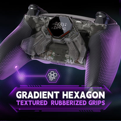 eXtremeRate PS5コントローラーBDM-030/040/050対応用SPARK バックパドルキット、OLEDディスプレイ&クリッキートリガーストップ＆エルゴノミックグリップ【クリアブラック】