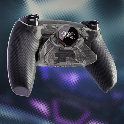 eXtremeRate PS5コントローラーBDM-030/040/050対応用SPARK バックパドルキット、OLEDディスプレイ&クリッキートリガーストップ＆エルゴノミックグリップ【クリアブラック】