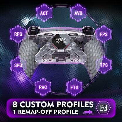 eXtremeRate PS5コントローラーBDM-030/040/050対応用SPARK バックパドルキット、OLEDディスプレイ&クリッキートリガーストップ＆エルゴノミックグリップ【クリア&グレー】