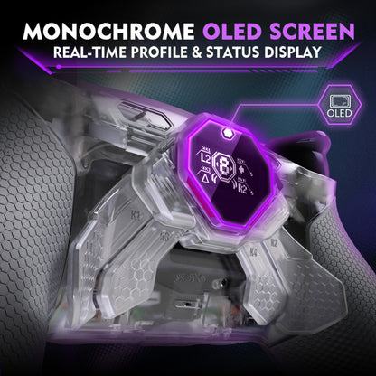 eXtremeRate PS5コントローラーBDM-030/040/050対応用SPARK バックパドルキット、OLEDディスプレイ&クリッキートリガーストップ＆エルゴノミックグリップ【クリア&グレー】