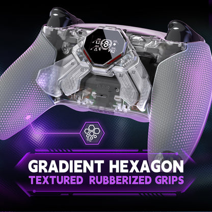 eXtremeRate PS5コントローラーBDM-030/040/050対応用SPARK バックパドルキット、OLEDディスプレイ&クリッキートリガーストップ＆エルゴノミックグリップ【クリア&グレー】