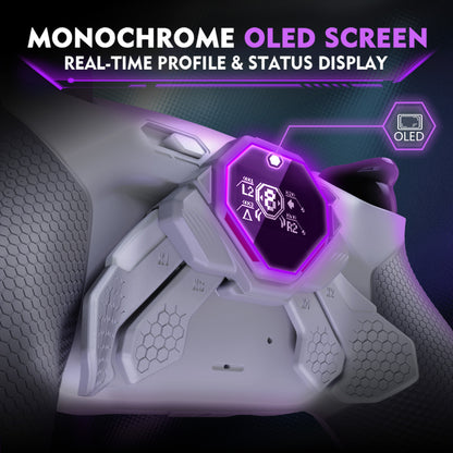 eXtremeRate PS5コントローラーBDM-030/040/050対応用SPARK バックパドルキット、OLEDディスプレイ&クリッキートリガーストップ＆エルゴノミックグリップ【ニューホープグレー＆クラシックグレー】