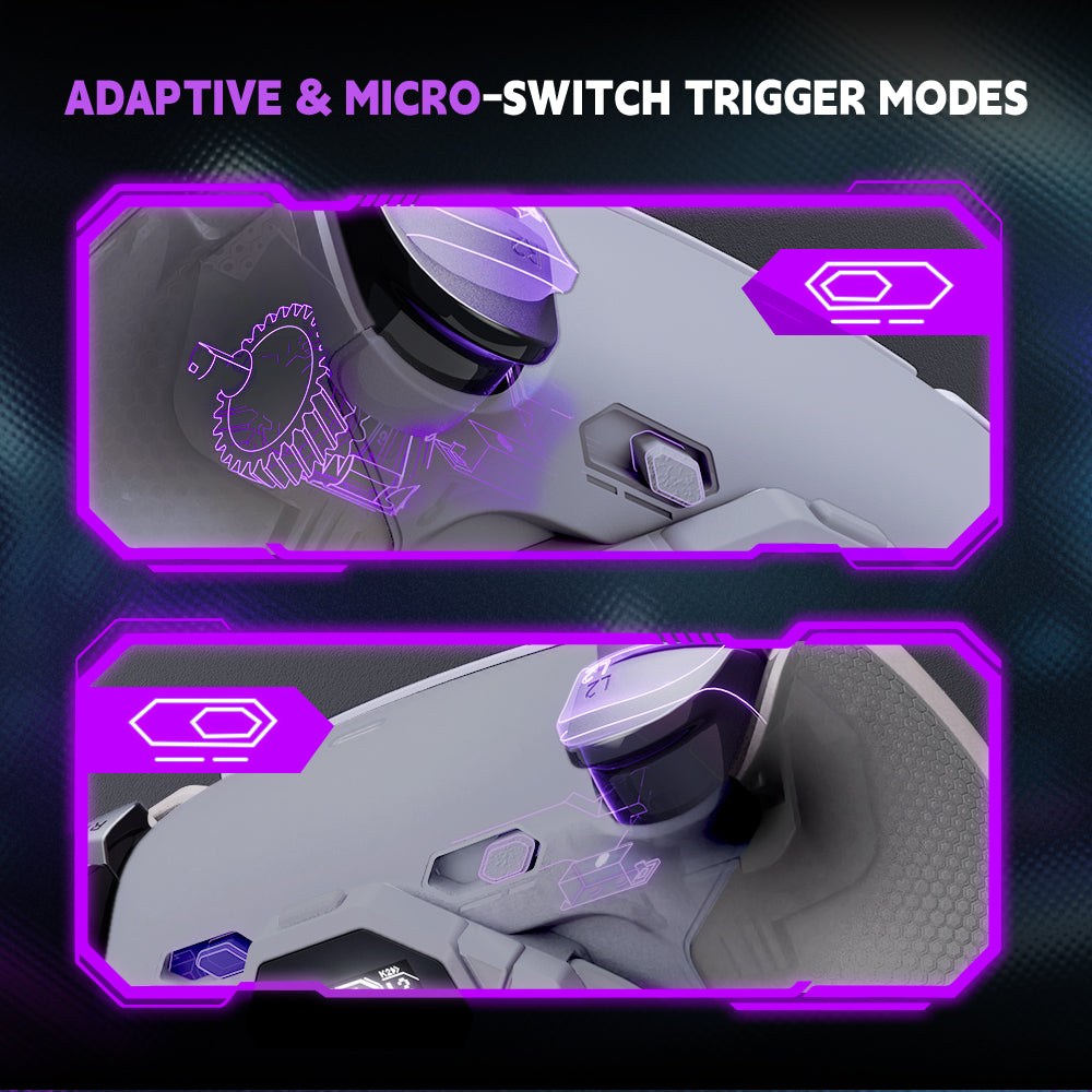 eXtremeRate PS5コントローラーBDM-030/040/050対応用SPARK バックパドルキット、OLEDディスプレイ&クリッキートリガーストップ＆エルゴノミックグリップ【ニューホープグレー】